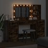 vidaXL Schminktisch mit Regal 3 pcs Geräucherte Eiche Holzwerkstoff