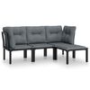 vidaXL 4-tlg. Garten-Lounge-Set Schwarz und Grau Poly Rattan