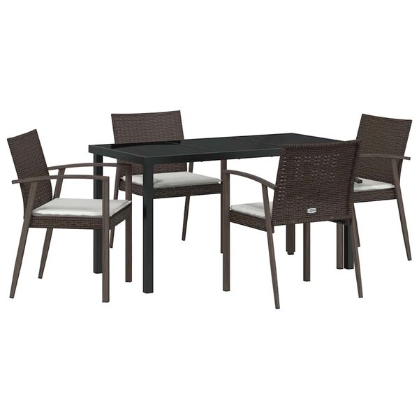 vidaXL Garten Essgruppe 5 pcs Braun und Schwarz PE-Rattan