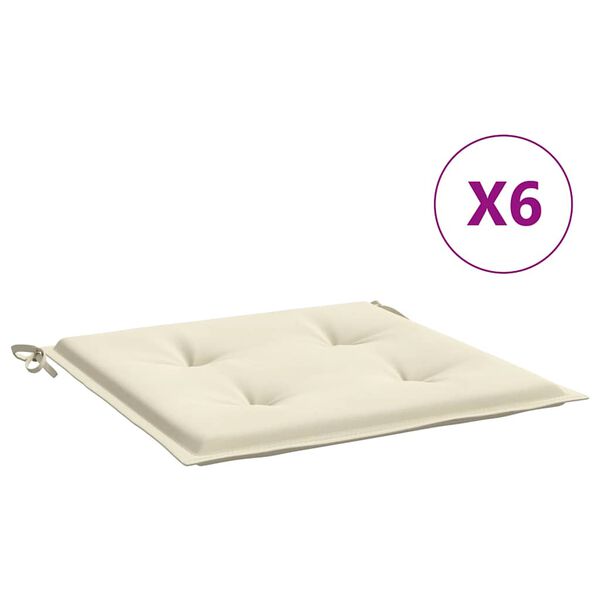vidaXL Gartenstuhl-Kissen 6 Stk. Creme 40x40x4 cm Oxford-Gewebe