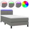vidaXL Boxspringbett mit Matratze & LED Dunkelgrau 90x200 cm Stoff