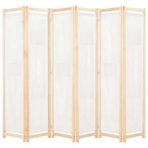 vidaXL 6-teiliger Raumteiler Cremewei&szlig; 240 x 170 x 4 cm Stoff