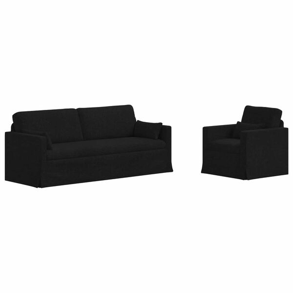 vidaXL Sofa 2 pcs Schwarz 198 x 78 x 80 cm Stoff