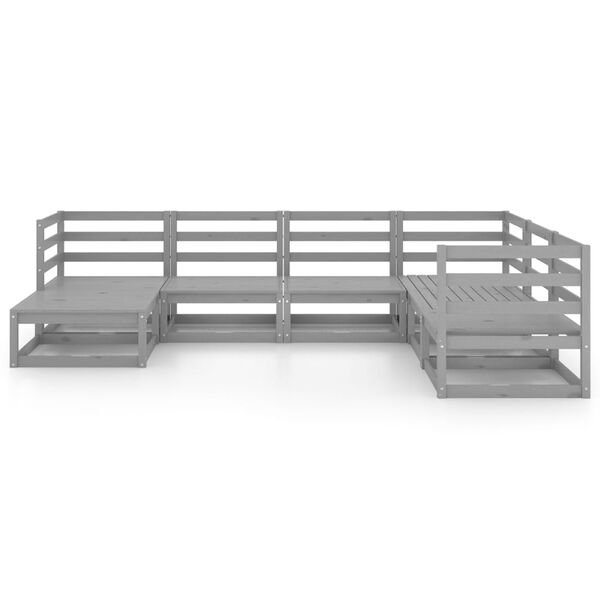 vidaXL 7-tlg. Garten-Lounge-Set Grau Kiefer Massivholz