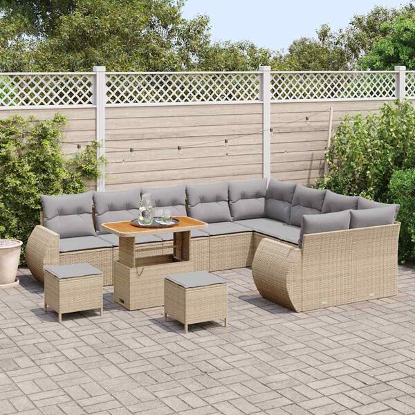 vidaXL Garten-Sofa-Set 12 pcs Beige Poly-Rattan