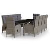 vidaXL 11-tlg. Garten-Essgruppe Poly Rattan Grau
