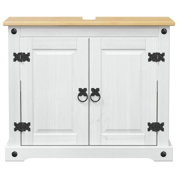 vidaXL Waschbeckenunterschrank mit Regal mit T&uuml;r Wei&szlig; 73 x 33 x 60 cm