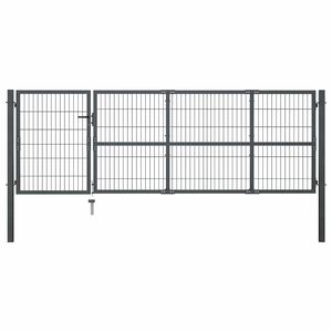 vidaXL Gartentor mit Pfosten Stahl 350 x 100 cm Anthrazit