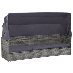 vidaXL Gartenbett mit Baldachin Grau 205&times;62 cm Poly Rattan