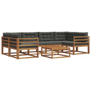 vidaXL Outdoor-Sofagarnitur mit Kissen 7 pcs Natur und Anthrazit