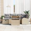 vidaXL Garten-Sofa-Set mit Kissen mit Speicher 7 pcs Beige Poly Rattan
