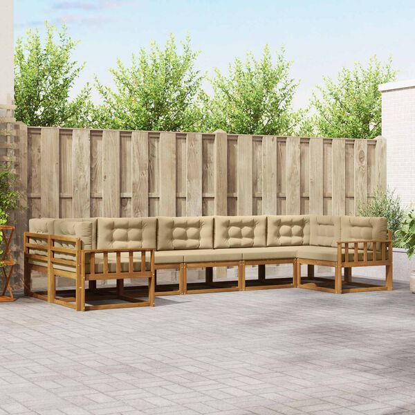 vidaXL Outdoor-Sofagarnitur mit Kissen 7 pcs Natur und Beige