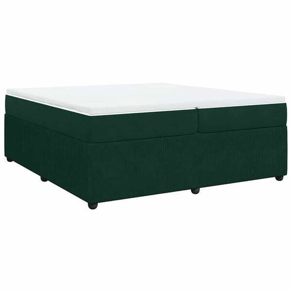 vidaXL Boxspringbett mit Matratze Dunkelgr&uuml;n 200x200 cm Samt