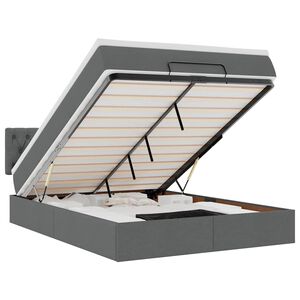 vidaXL Ottoman-Bett mit Matratze Dunkelgrau 140x190 cm Stoff
