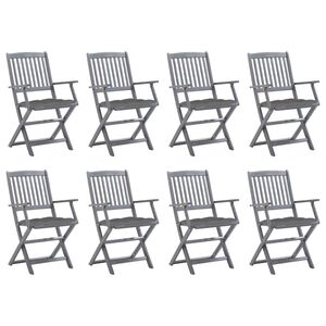 vidaXL Klappbare Gartenst&uuml;hle 8 Stk. mit Kissen Massivholz Akazie