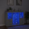 vidaXL Sideboards mit LED-Leuchten 3 Stk. Grau Sonoma Holzwerkstoff