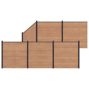 vidaXL Zaunelement 6 pcs WPC und Aluminium Braun