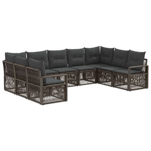 vidaXL Gartensofa-set 9 pcs Grau Poly-Rattan