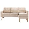 vidaXL 3-Sitzer-Sofa mit Hocker Creme Stoff