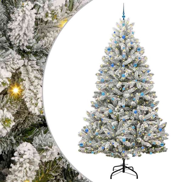 vidaXL K&uuml;nstlicher Weihnachtsbaum Gr&uuml;n und Wei&szlig; 270 cm PVC und Metall
