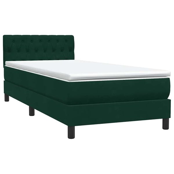 vidaXL Boxspringbett mit Matratze Dunkelgr&uuml;n 90x220 cm Samt