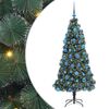 vidaXL K&uuml;nstlicher vorbeleuchteter Weihnachtsbaum mit Kugelset Gr&uuml;n