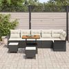 vidaXL Garten-Sofa-Set mit Kissen mit Speicher 9 pcs Schwarz und Creme
