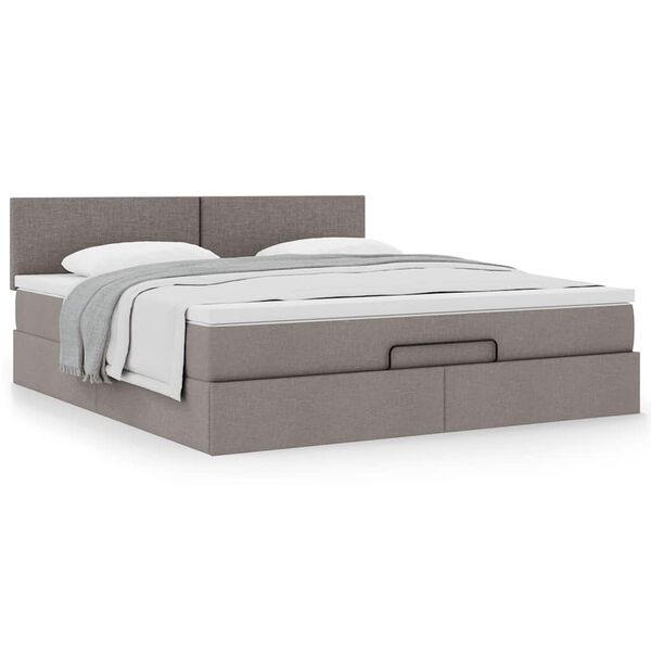 vidaXL Ottoman-Bett mit Matratze Taupe 180x200 cm Stoff
