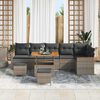 vidaXL Garten-Sofa-Set mit Kissen mit Speicher Grau Poly Rattan