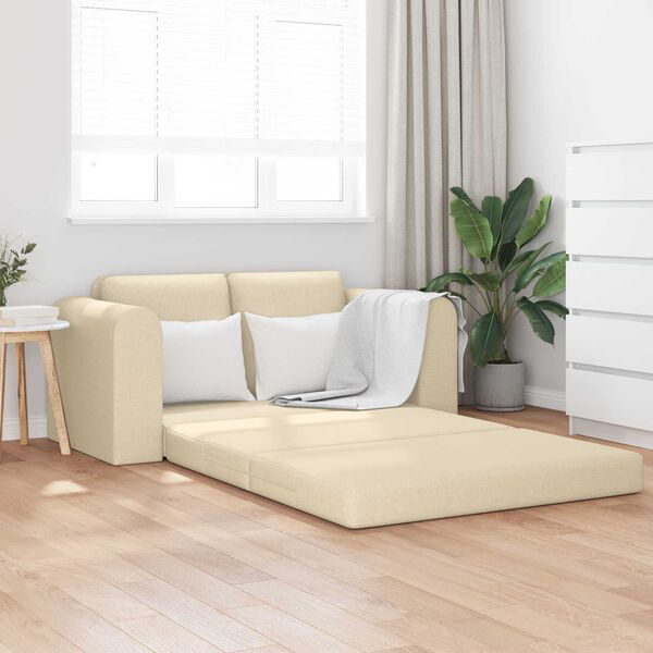 vidaXL Schlafsofa 60cm Creme Stoff