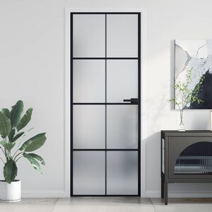 vidaXL Innent&uuml;r Schlank Schwarz 76x201,5 cm Hartglas und Aluminium