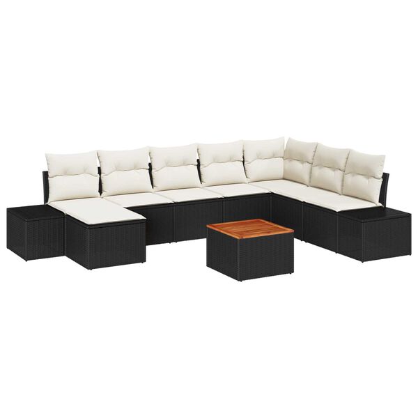 vidaXL Garten-Sofa-Set 9 pcs Schwarz und Wei&szlig;