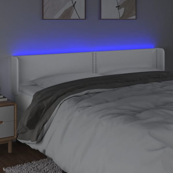 vidaXL LED Kopfteil Wei&szlig; 163x16x78/88 cm Kunstleder