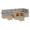 vidaXL Garten-Sofa-Set mit Kissen mit Kissen 9 pcs Beige und Hellgrau