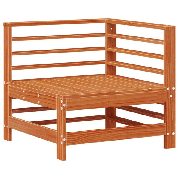 vidaXL Gartenecksofa Massives Kiefernholz Wachsbraun