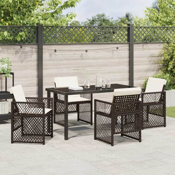vidaXL Garten Essgruppe 5 pcs Braun Poly-Rattan
