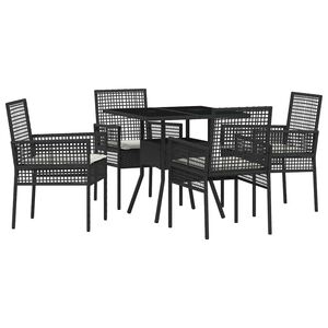 vidaXL Garten Essgruppe 5 pcs Schwarz Poly-Rattan