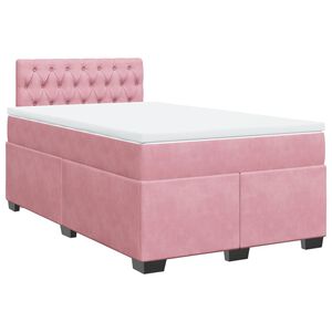vidaXL Boxspringbett mit Matratze Rosa 120x200 cm Samt
