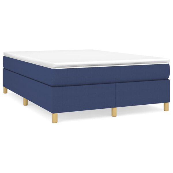 vidaXL Boxspringbett mit Matratze Blau 140x200 cm Stoff