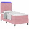 vidaXL LED Boxspringbett mit Matratze Rosa 90 x 200 cm Stoff