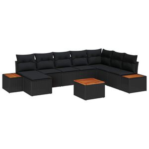 vidaXL Gartensofa-set 9 stk. 8-Sitzanzahl Schwarz Polyrattan
