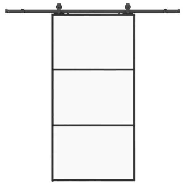vidaXL Schiebet&uuml;r mit Beschlag Schwarz 102x205 cm ESG-Glas