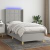 vidaXL Boxspringbett mit Matratze & LED Hellgrau 80x200 cm Stoff