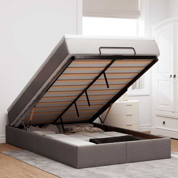 vidaXL Ottoman-Bett mit Matratze Taupe 120x200 cm Stoff