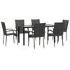 vidaXL 7-tlg. Garten-Essgruppe Grau Poly Rattan