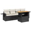 vidaXL 5-tlg. Garten-Sofagarnitur mit Kissen Schwarz Poly Rattan