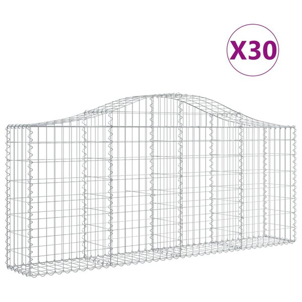 vidaXL Gabionen mit Hochbogen 30 Stk. 200x30x80/100cm Verzinktes Eisen