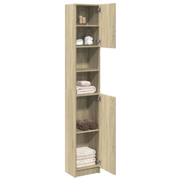 vidaXL Badezimmerschrank Sonoma-Eiche 32x25,5x190 cm Holzwerkstoff