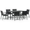 vidaXL 7-tlg. Garten-Essgruppe mit Kissen Poly Rattan und Stahl