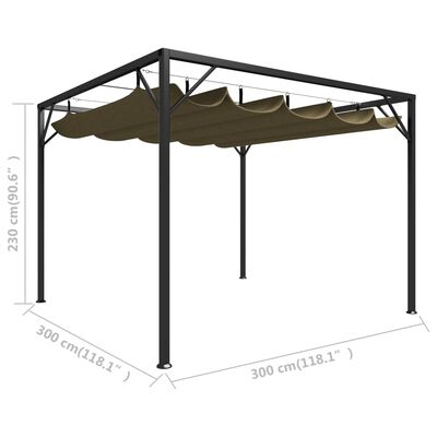 vidaXL Gartenpavillon mit Ausziehbarem Dach 3x3 m Taupe 180 g/m²
